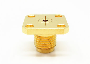 L'or a plaqué le connecteur droit femelle d'onde millimétrique de bâti de bride de quatre trous de 2.4mm
