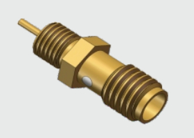 Copper Alloy Gold Plated SSMA Female / Jack RF Coaxial / Coax Microstrip Connector Frequency Up To 18GHz with Bulkhead Mount
