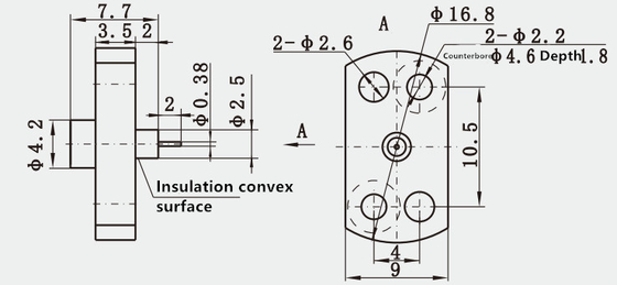 Male SMP Stainless Steel 4 Holes Flange Mount RF Connector With Insulation Convex Surface