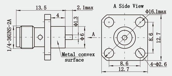 Brass Gold Plated SMA Female RF Flange Mount Micro-strip Connectors