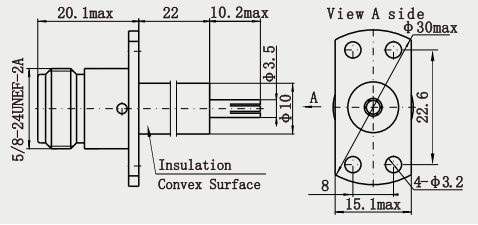 N Female Flange Mounted RF Coaxial Connector with Microstrip