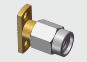 2 Hole Flange Mount SSMA Male / Plug RF Coaxial Microstrip Connector Frequency Up To 18GHz With Stainless Steel Screw Sleeve/Barrel