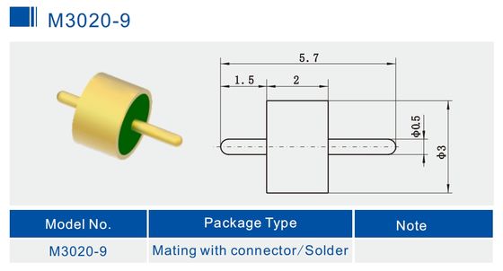 Full Radius Glass To Metal Seal Connectors RF feedthrus for Hermetic Packaging M3020-9