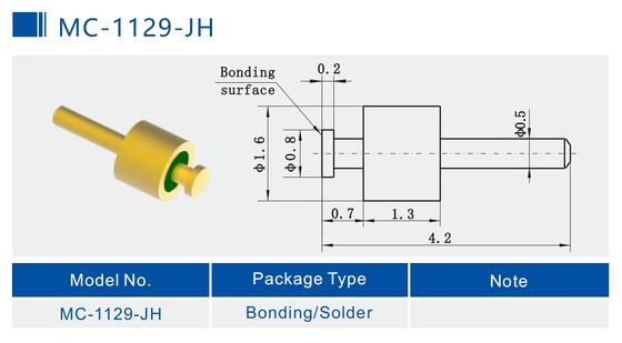 Nail Head Hermetic Glass To Metal Seals With Gold Wire Bonding Surface MC-1129-JH