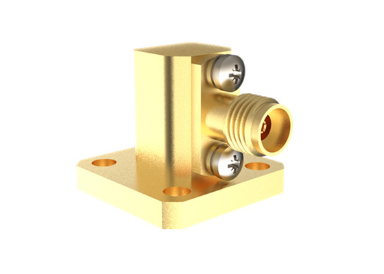 26.4GHz~40GHz WR28 BJ320 à K2.92mm Guide d'onde féminin à l'adaptateur de coaxie Angle droit K/BJ320-KF22