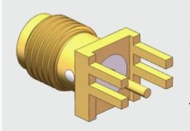 Connecteur SMA femelle droit plaqué or 50 ohms à souder traversant 4 broches, fréquence jusqu'à 18 GHz