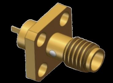 Connecteur coaxial RF femelle SSMA, montage sur bride à 4 trous avec microbande plate, 18 GHz, 50 Ω