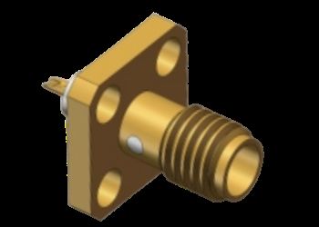 Connecteur RF coaxial femelle SSMA droit à bride 4 trous pour montage sur microbande avec manchon à souder