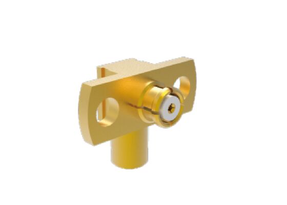 Connecteurs RF aérospatiaux à bride à 2 trous à angle droit, prise SMP femelle 50Ω 18GHz, accouplement pour câble .086