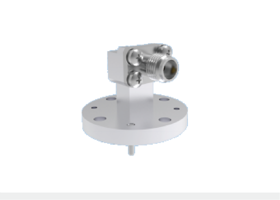 WR22 BJ400 Guide d'onde à angle droit à 2,4 mm Adaptateur coaxial 4 trous Monture à bride ronde 23,9 GHz-50,1 GHz Components de guide d'onde aérospatiale à bande Ka